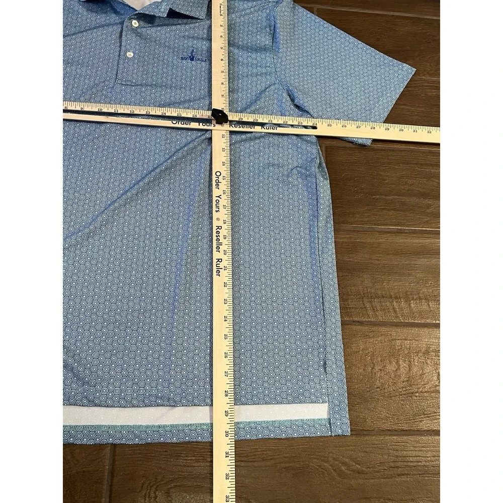 TURTLESON Golf Polo Shirt Men's Size 2XL Geometric Teal Short Sleeve Bay Creek